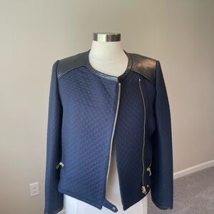 Club Monaco Blue Bomber Jacket with Quilted Texture